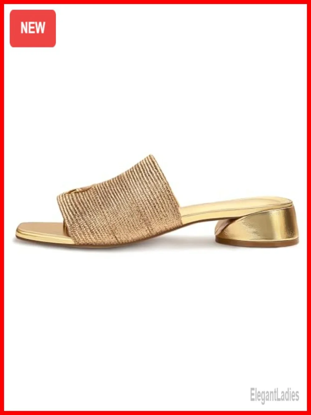 Women's Kitten Heel Slide Mule Sandals Faux Leather Square Open Toe